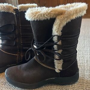 🎀Cute & Cozy Brown Boots with Faux Fur Lining, Great Condition